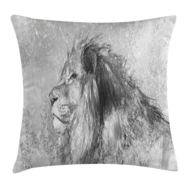 Art du tigre lion - coussin imprimé animal, 16 po x 16 po, Coussin décoratif