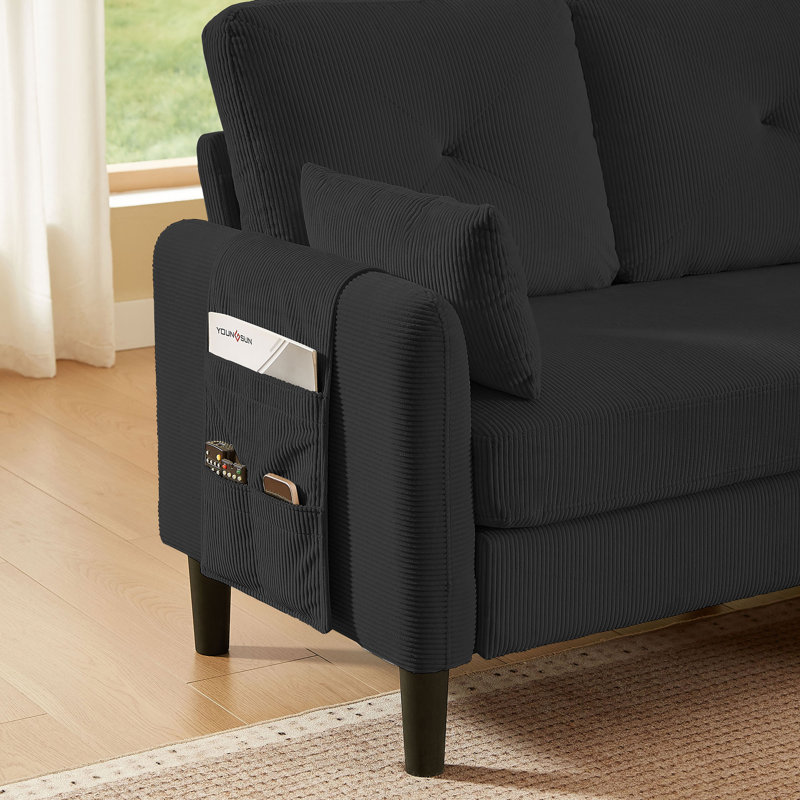Canapé modulaire 3 pièces Elmaleh, Mélange de polyester noir