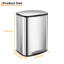 Poubelle 13,2 gallons / 50 L, poubelle en acier inoxydable avec seau intérieur amovible, poubelle avec couvercle à fermeture en douceur, poubelles mains libres