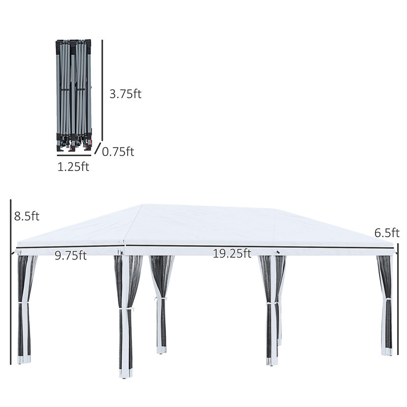 Auvent avec filet 10 pi x 20 pi Outsunny, Blanc