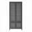 Cabinets with 4 Waffle-Grids Glass Doors 5 Shelves | 31.5W x 13.8D x 71H Black Steel Freestanding Storage | Modern | Home Office