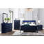 Table de chevet 2 tiroirs avec DEL - Bleu, design spacieux et transitionnel de style bleu