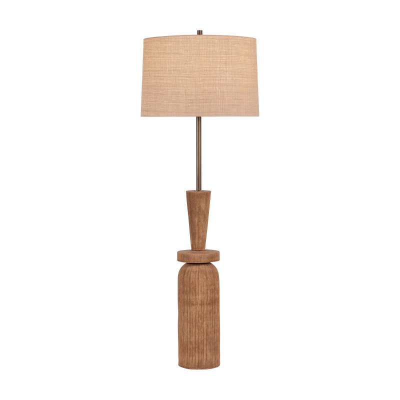 Lampe sur pied Kinloch en feuille de bronze et céramique brun cendré