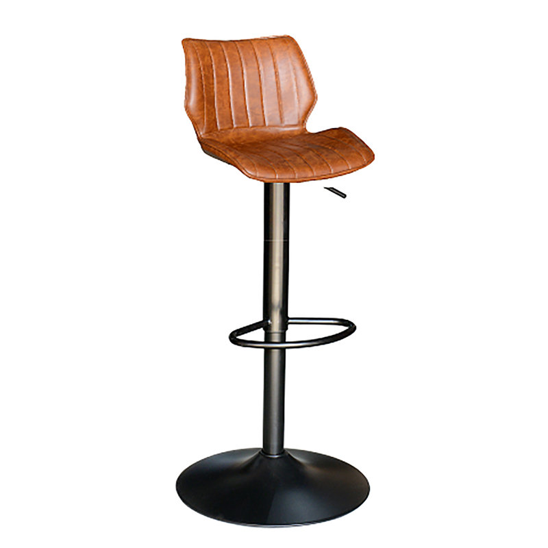 Gutierez Gas Lift Bar Stool Vegan Leather Grey SET OF 2, Tan