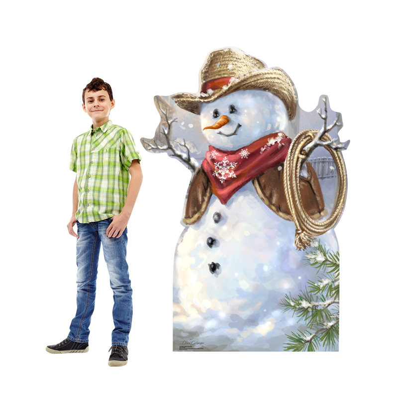 65'' Cowboy Snowman Cardboard Standup with Rope