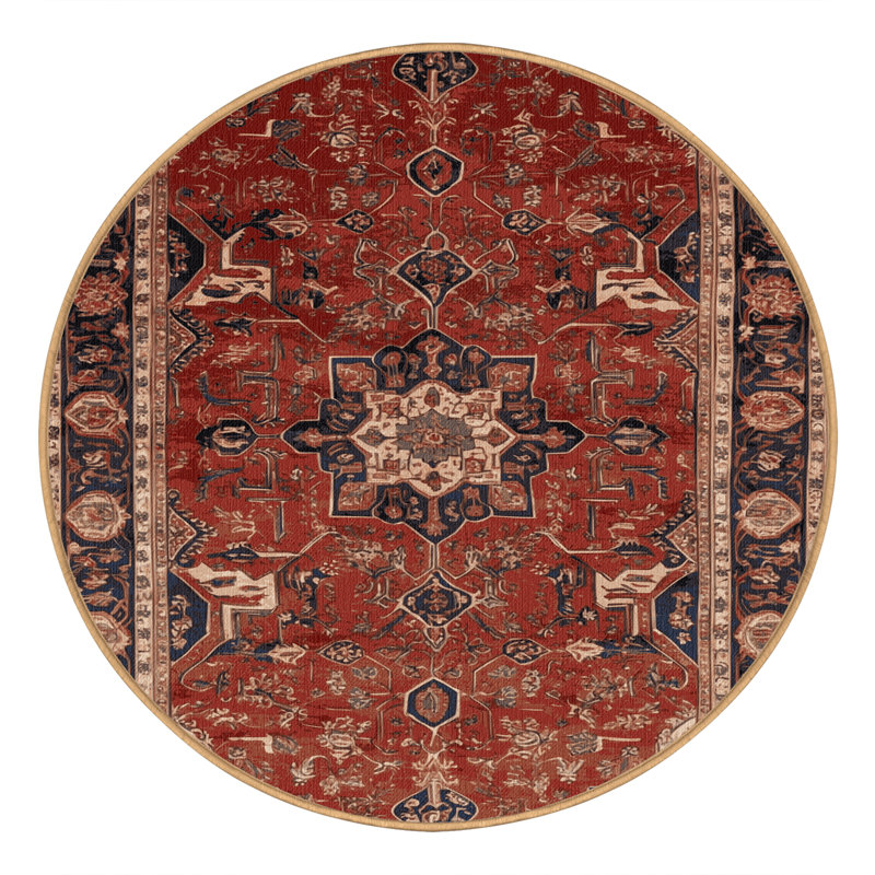 Machine Washable Persian Brown Area Rug, Round 8'