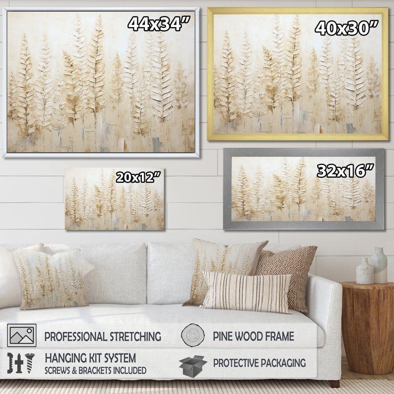 «Golden Ferns Silent Gracefulness» sur toile, H 30 po x l 40 po x P 1,5 po, Cadre simple noir