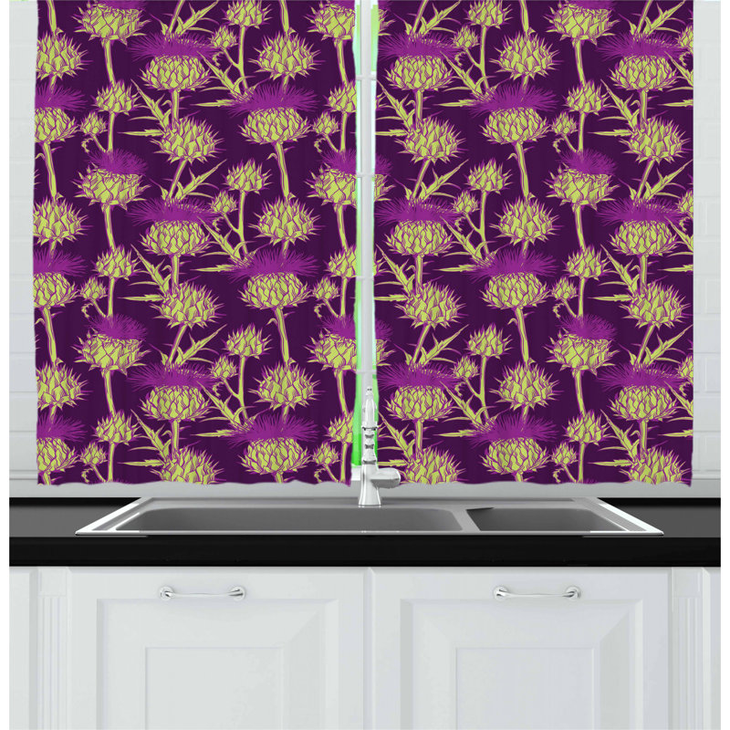 Floral Tailored Kitchen Curtain