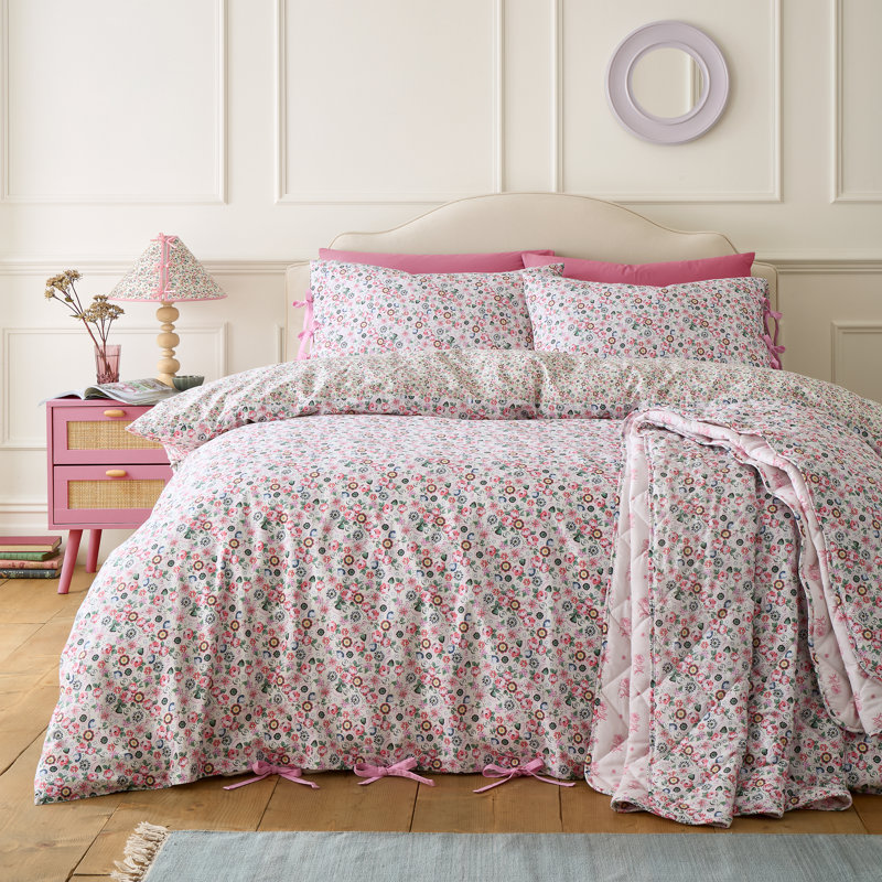 Pearly Queen Ditsy Reversible Cotton Duvet Cover Set, Single