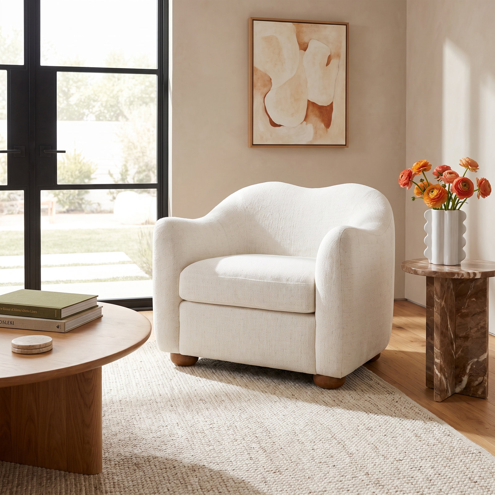 Elwood Armchair, Ecru Performance Weave