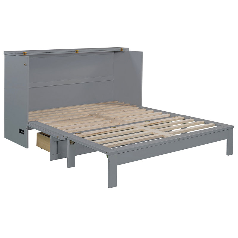 Murphy Bed With Large Drawers, Gray