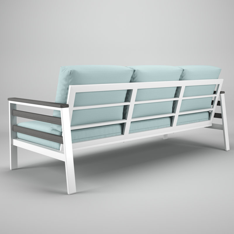 Canapé d'extérieur en métal avec coussin Sunbrella Townsend, Bliss Dew