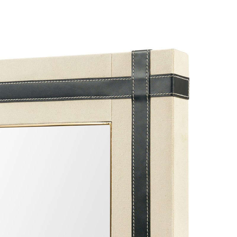 Buckley Rectangle Leather Mirror, Black/Natural