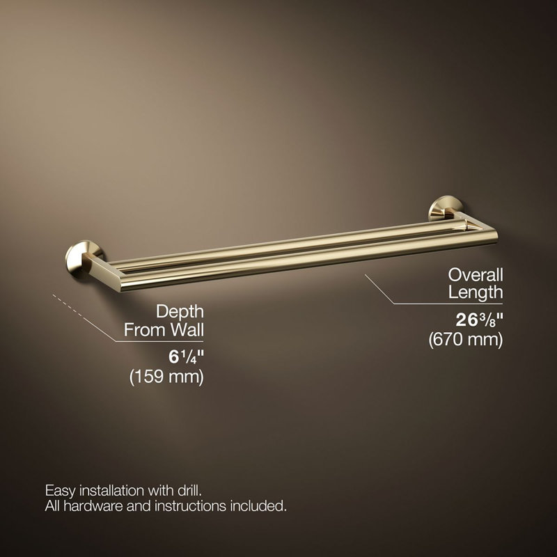 Components™ Double Towel Bar, Vibrant French Gold