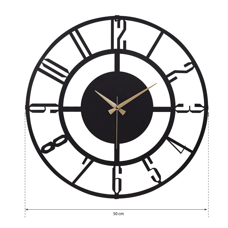 Stylish Decorative Metal Wall Clock, Black, 19.7 inches Diameter | 100% Metal Construction, Thickness: 0.06 inches | Silent Mechanism, Requires 1 AA Battery (Not Included) | Perfect for Home, Office & Modern Decor