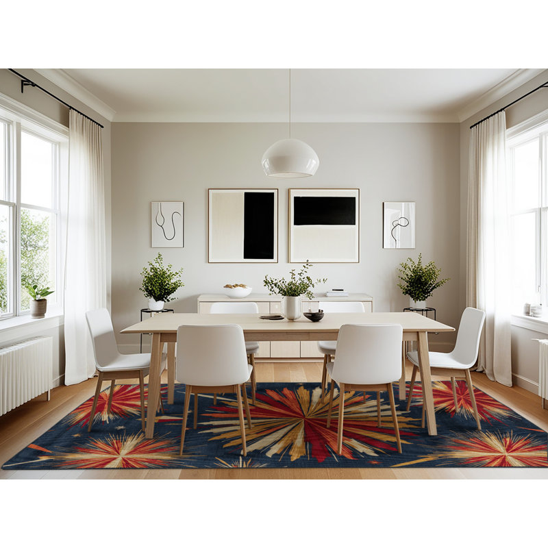 Tapis gris art déco lavable à la machine, Rectangulaire 7 pi x 10 pi