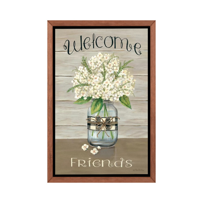 «Welcome Friends Mason Jar» par Pam Britton - impression d'art graphique, H 40 po x l 26 po x P 1,5 po