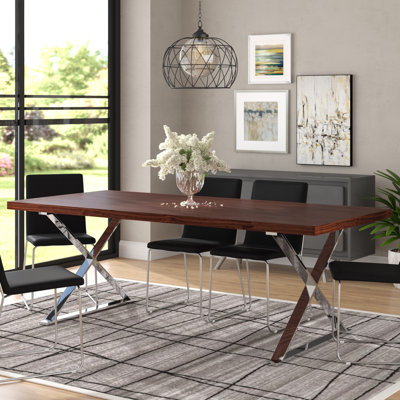 Alexa Dining Table- Luxury Modern Rectangular Dining Table for 8 – Conference Room Table - X-Leg Base Steel Base