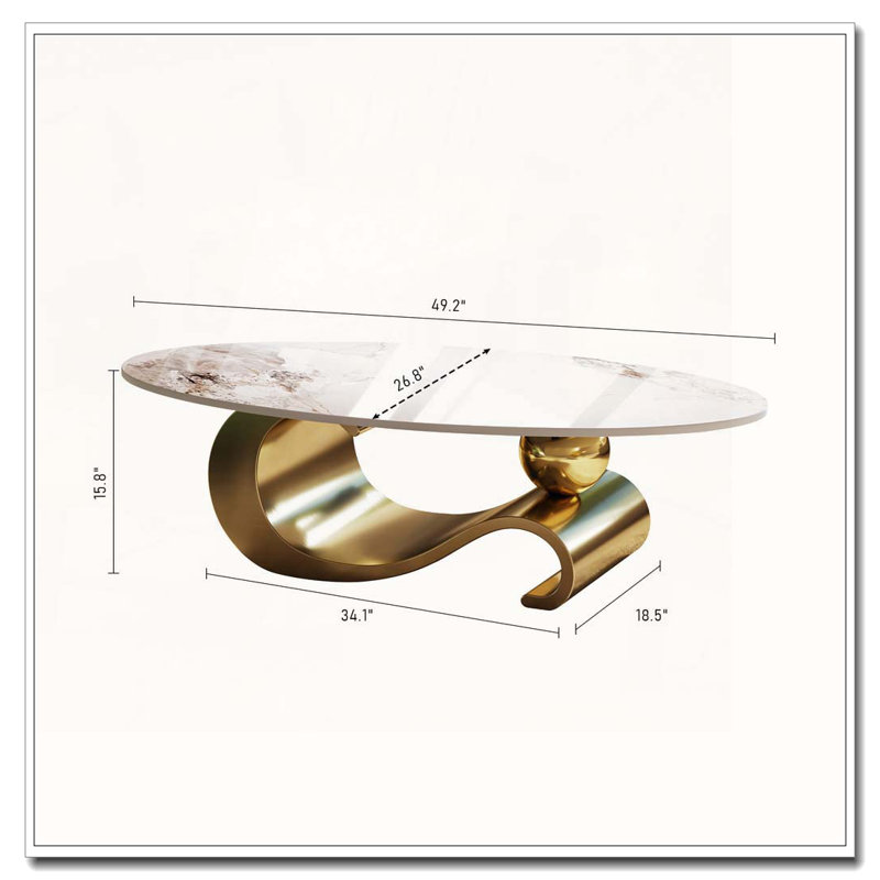Table basse 49,2 po, Doré