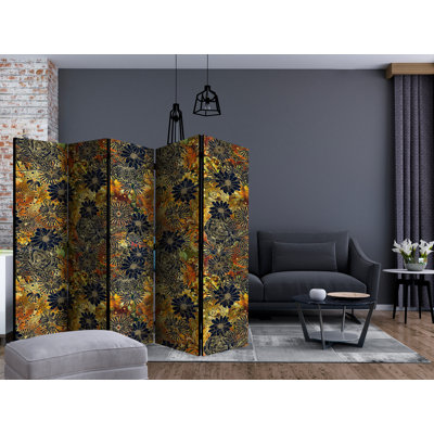 225cm W x 172cm H 5 - Panel Solid Wood Folding Room Divider