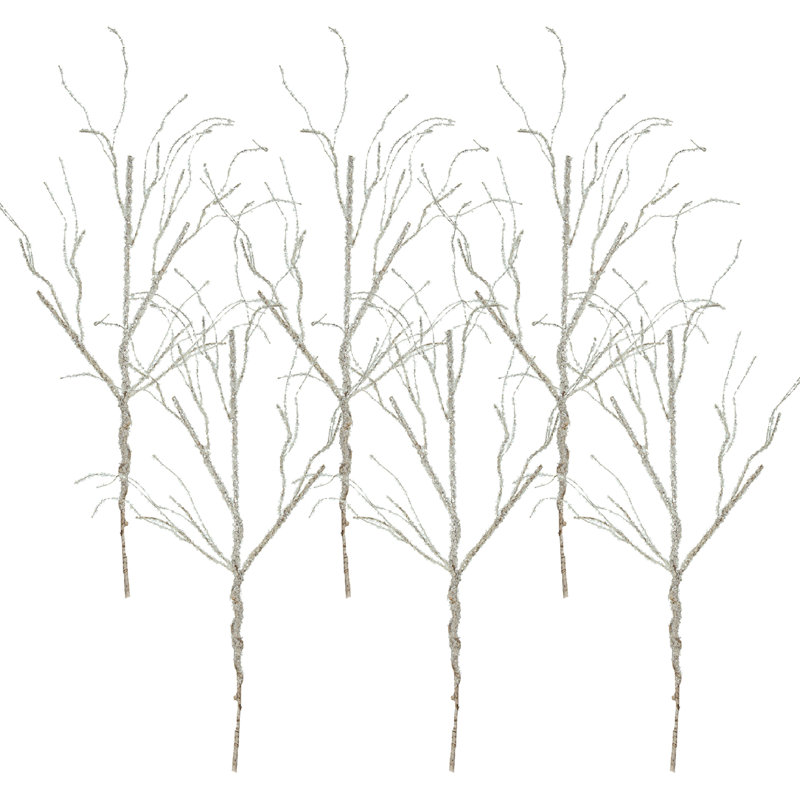 Faux Iced Twig Branch   Set of 6   32"   White