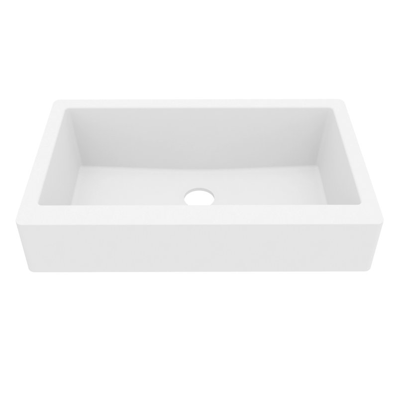 34'' L Single Bowl Quartz Kitchen Sink, Matte White