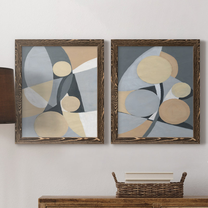 Millenium I - ensemble de 2 reproductions d'art, Pas de tapis, Toile avec cadre en noyer, H 24 po x l 36 po x P 1,5 po