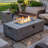 50-Inch Rectangular Concrete Propane Fire Pit Table with Tank Cover and Wind Guard,Cedar Gray-1224460433