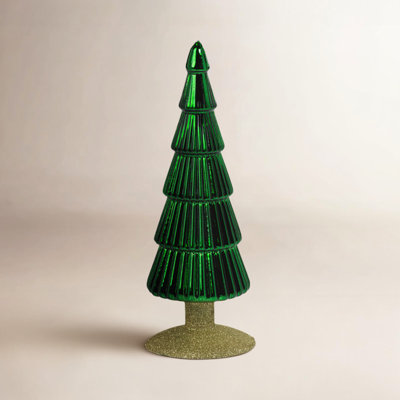 Halette 2-Piece Red Glass Tabletop Tree Set