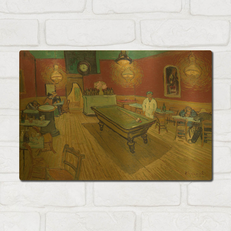 «Le café de nuit» par Vincent Van Gogh, art mural en métal doré, 16 po x 12 po, 16"x12"