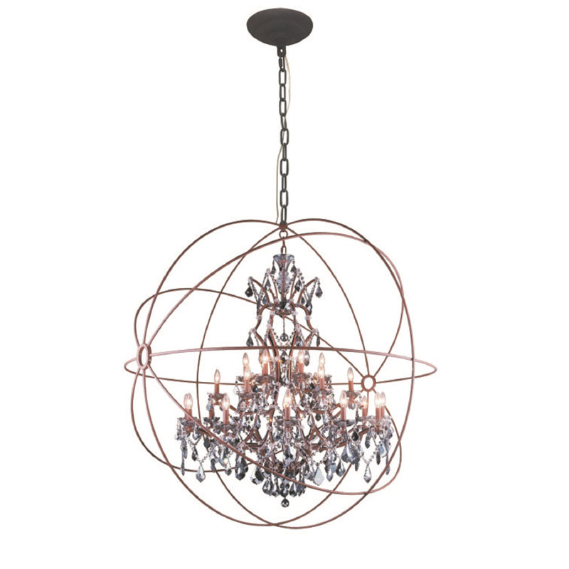 Mendelson 25 - Light Dimmable Globe Chandelier, French Gold, Smoke Black