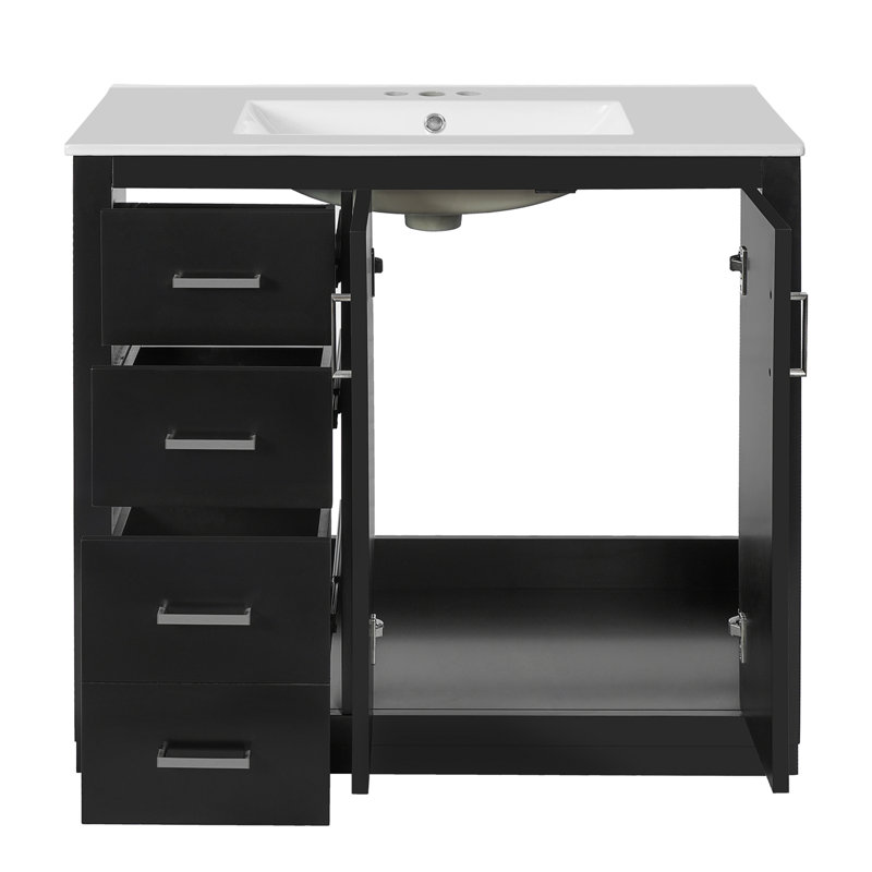 Bathroom Vanity with Ceramic Sink, Black
