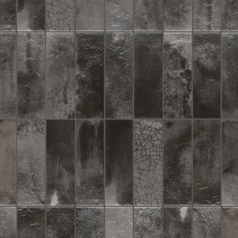 Kings 8" x 16" Ceramic Stone Look Wall Tile, Black