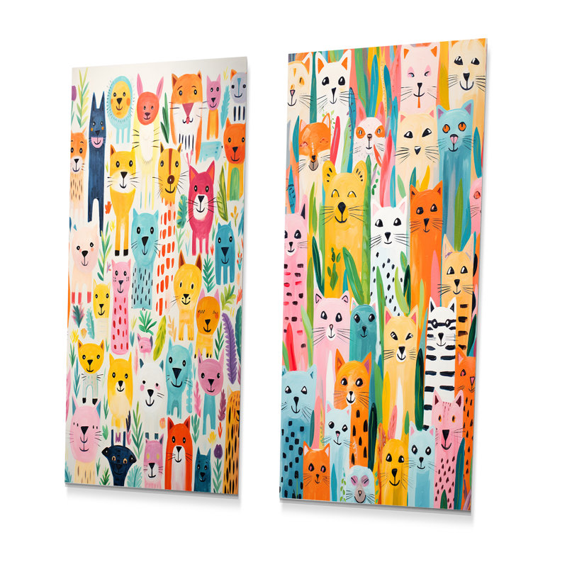 «Nursery Colorful Animal Pattern I», ensemble de 2 reproductions d'art en métal, H 28 po x l 24 po