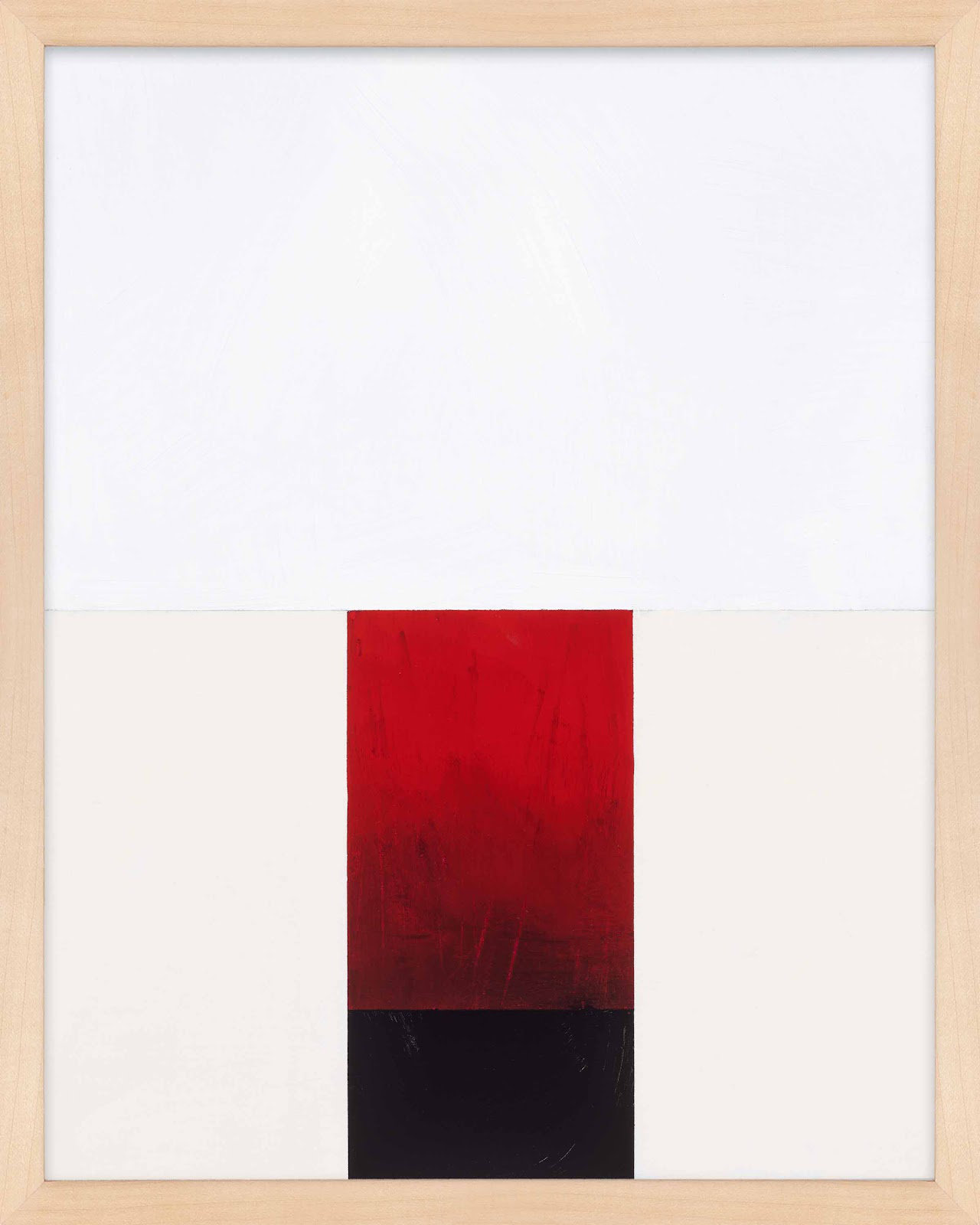 Tempo With Red 2 by Robert Kamnatnik, Maple Framed Paper, 25" H x 20" W x 1.25" D