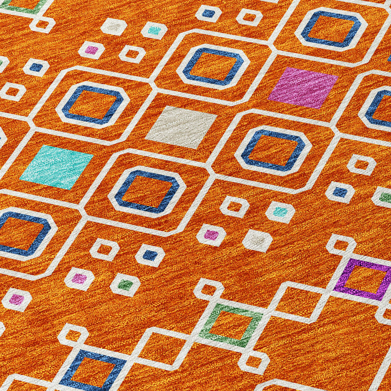 Tapis rectangulaire Aleighna avec envers antidérapant, Rond 8 pi