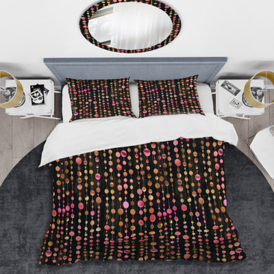 Ensemble de housse de couette moderne rose et or scintillant Gems I