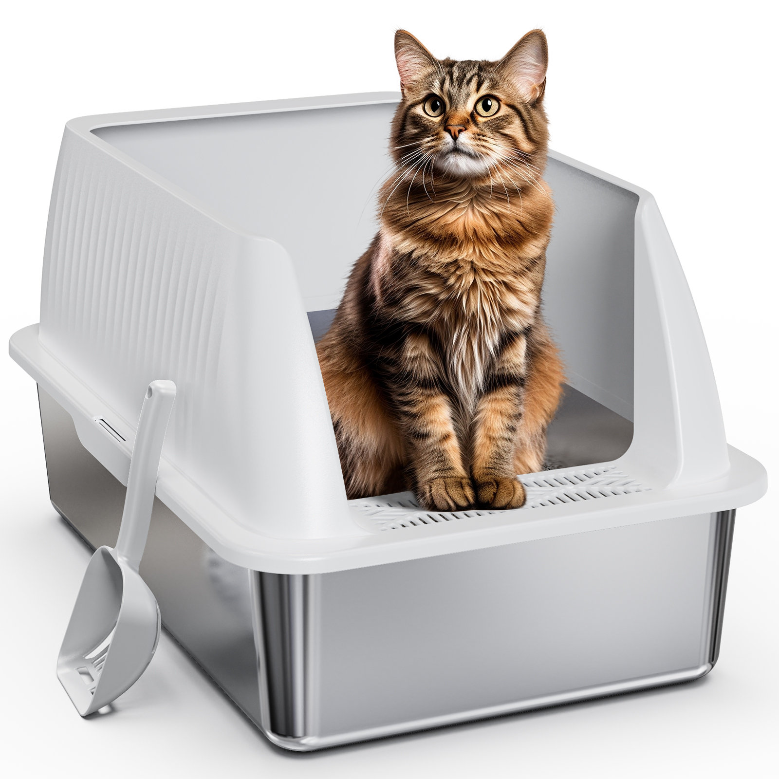 Tucker Murphy Pet™ Upgraded Extra Large Stainless Steel Cat Litter Box