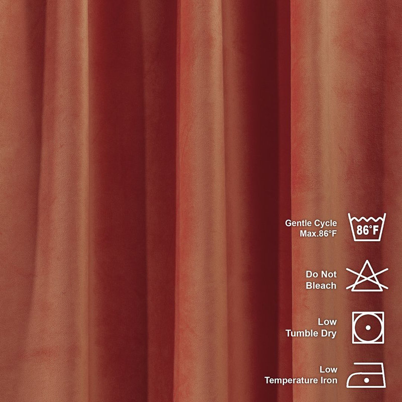 Room Darkening Single Curtain Panel, Orange, 190 W x 375 D cm