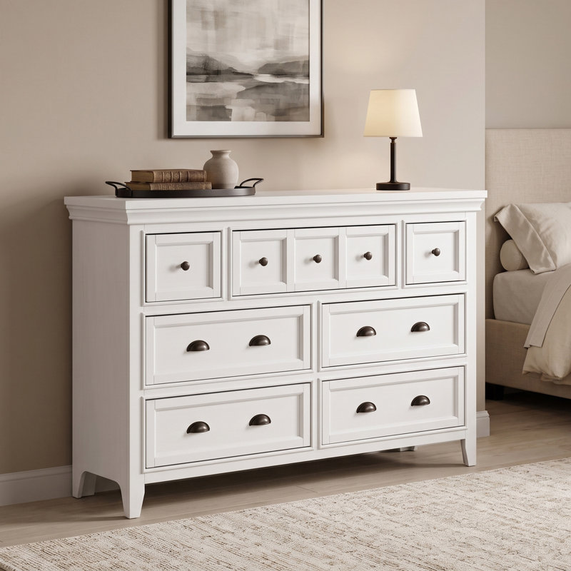 Genesha 56"W 7-Drawer Dresser, White