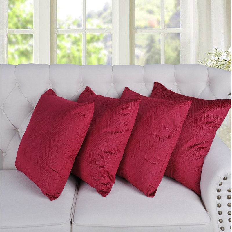 Housse de coussin carrée en velours ikat, Grenat