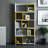 Modern Bookshelf with Numerous Shelves, White & Yellow, 31.5 x 67.0 x 8.7 inches | 100% Melamine Coated Particle Board, Thickness: 0.7 inches | Wall-Mountable, Stylish Design for Home & Office Organization-794116156