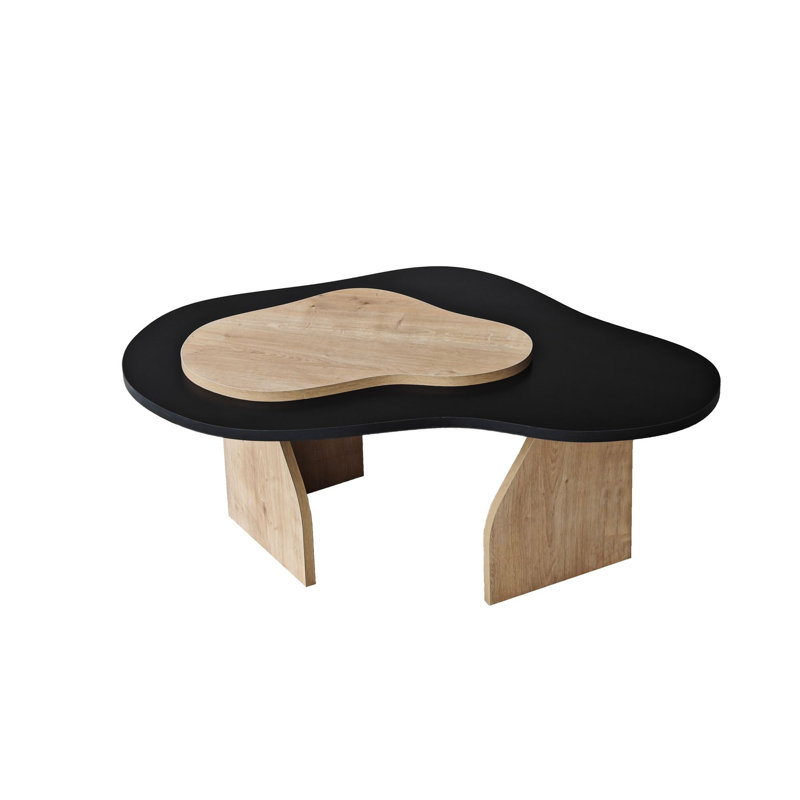 Stylish Coffee Table, Black & Sapphire Oak, 41.3 x 13.8 x 25.6 inches | 100% Melamine Coated Particle Board, Thickness: 0.7 inches | PVC Edgebanding, Modern Abstract Design, Perfect for Living Room & Lounge Spaces