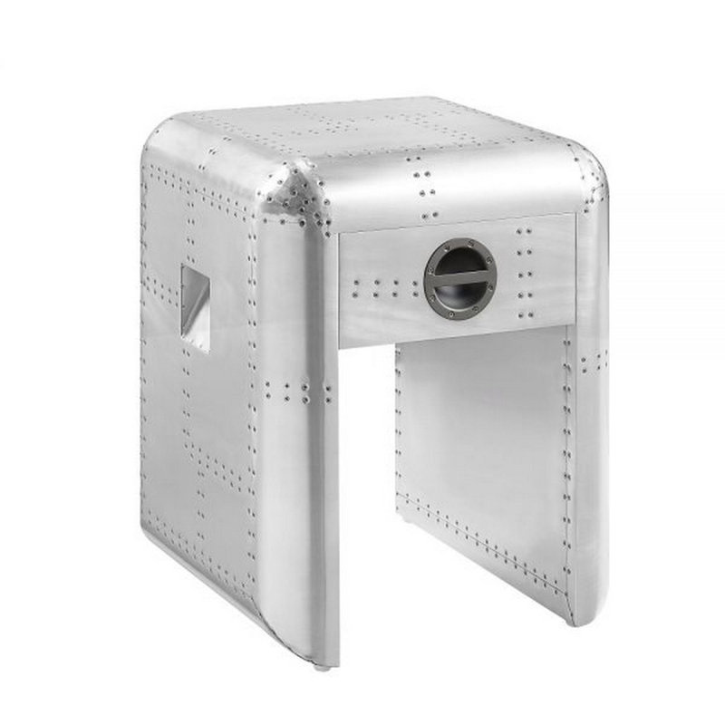 Industrial 24.02"H Square End Table in Aluminum