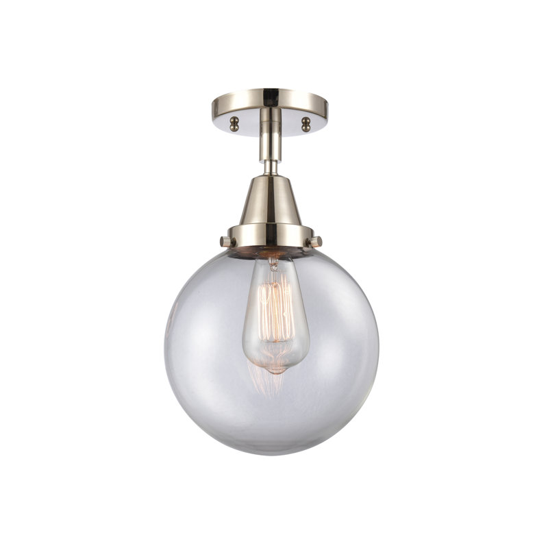 Amede Glass Flush Mount, 12.75" H x 8" W x 8" D, Clear, Polished Nickel