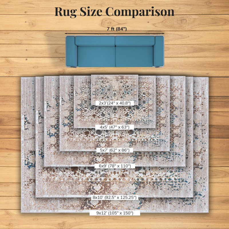 Tapis à motif oriental crème, Rectangle 6 pi x 9 pi
