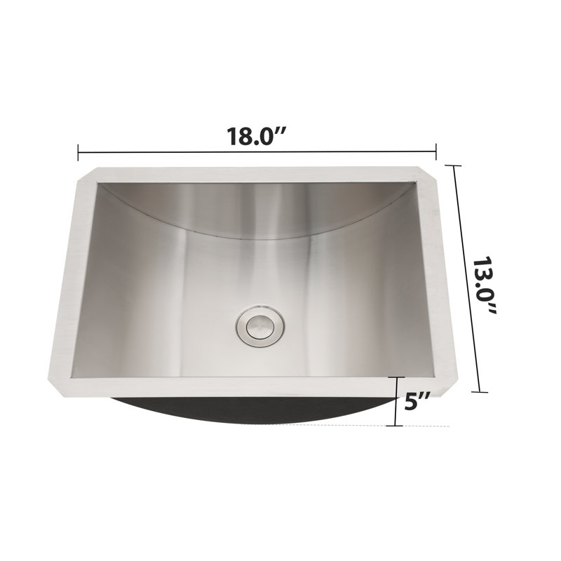 Lavabo encastré en acier inoxydable nickel brossé 45,7 x 33 cm avec bonde escamotable, SU304 pour une utilisation durable, surface nano facile à désinfecter, coussinets d'isolation acoustique épais, installation sur comptoir.