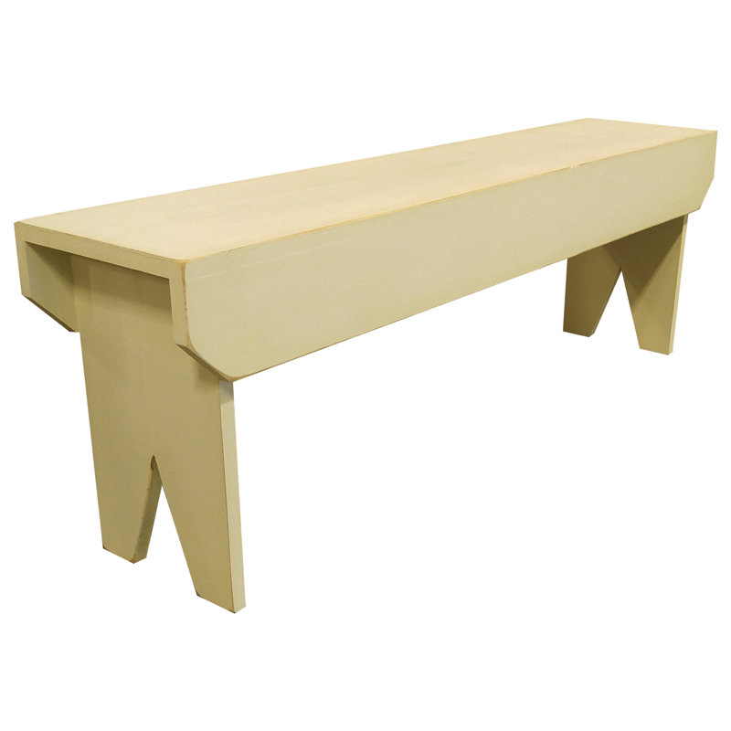 Banc en bois Wyatt, Vieux crème, H 16 po x l 48 po x P 10,5 po