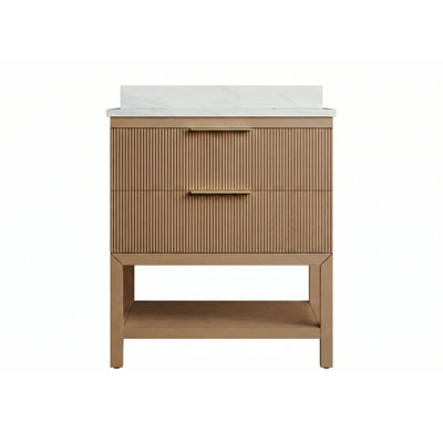Bristowe 30"W x 22"D Honey Oak Vanity and Monte Aurora Engineered Stone Vanity Top with Rectangular Undermount Single Bowl