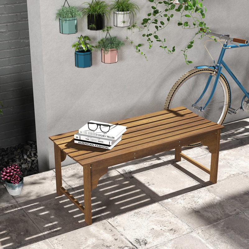 Banc d'extérieur rustique avec motif de losanges